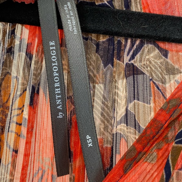 Anthropologie The Marais Red Floral Chiffon Maxi Dress XSP Boho Tiered - Picture 14 of 15